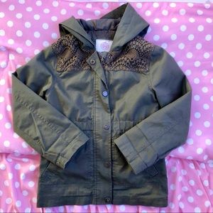 Girls Army Green Lightweight Jacket